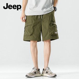 jeep吉普工装短裤男士，美式宽松五分裤，男多口袋运动夏季休闲裤子男