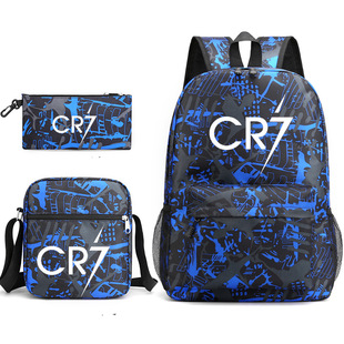 CR7C罗青少年时尚双肩包单肩包笔袋儿童学生书包3件套跨境外贸