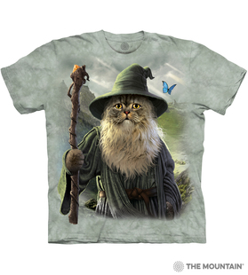 The Mountain  巫师长毛猫咪 灰墨绿色高级3D短袖纯棉T恤