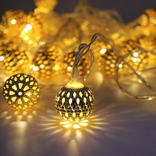 led摩洛哥金属圆球灯串镂空铁艺ktv酒吧节日派对婚庆布置彩灯