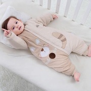 儿童睡袋秋冬加厚岁宝宝分腿睡袋婴儿防踢被纯棉连体睡衣1-2-3-4