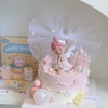 网红贝拉公主蛋糕装饰天使娃娃摆件粉五角星插件女孩生日烘焙装扮