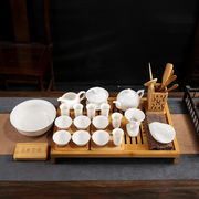 白瓷整套陶瓷功夫闻香杯茶具，套装茶艺考试培训纯白茶具茶盘教学