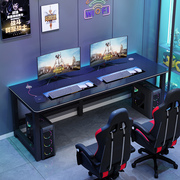 电脑桌台式双人家用简易书桌，网吧桌椅套装，办公游戏碳纤维电竞桌子