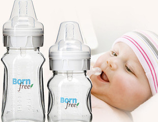 美国bornfree宽口径玻璃，防胀气奶瓶奶嘴，配件新生婴儿宝宝母乳