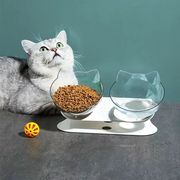 宠物碗猫咪狗狗自动饮水喂食器猫碗斜口单双碗猫食盆狗盆宠物用品