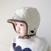 宝宝帽子秋冬款韩版洋气婴儿防风男童护耳帽保暖冬季小男孩盔形帽