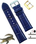 手工鳄鱼皮手表表带男式女式高级鳄鱼角背替换带扣表带黄貂鱼鸵鸟