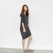 不规则连衣裙设计感原创设计女装20234季针织(季，针织)纯棉宽松裙子薄