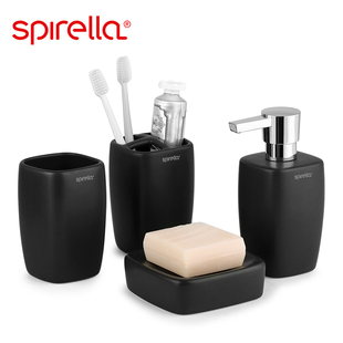 瑞士品牌SPIRELLA简约哑光陶瓷浴室套件时尚洗漱用品卫浴四件套装
