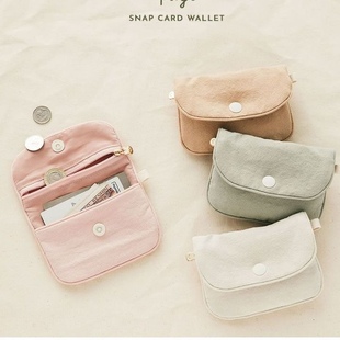 韩版帆布钱包小清新森系，搭扣名片卡票包零钱包，女口红唇膏收纳小包