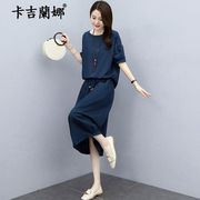 卡吉蘭娜（Kajilanna）棉麻连衣裙女装夏季韩版显瘦时尚气质