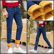 流行大方韩国保温暖和小脚裤弹性蓝色塑身显瘦加厚植绒男