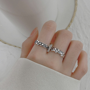 音符戒指女时尚个性开口戒指，女小众设计复古戒指女纯银
