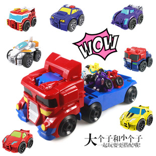 迷你小汽车变形玩具q版，擎天领袖黄蜂战士男孩，套装机器人礼盒装3岁
