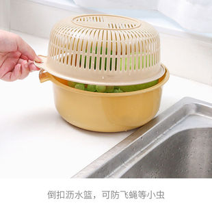 双层洗菜盆沥水篮厨房，沥水神器家用多功能，塑料圆形漏水篮水果篮子
