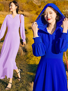2024长裙子女装夏季新疆青海湖草原沙漠旅游拍照度假裙连衣裙