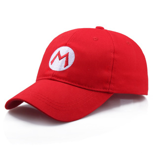 红色M刺绣兄弟纯棉帽子防晒遮阳帽鸭舌帽棒球帽子