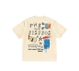 The Simpsons/辛普森一家 卡通涂鸦线条字母印花短袖T恤 男女同款