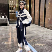 休闲运动服套装女2024春秋季韩版棒球服外套束脚裤时尚两件套