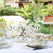 野草莓骨瓷茶杯咖啡杯英式红茶杯子茶壶盘子欧式陶瓷茶具咖啡具