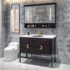 现代新中式双盆浴室柜组合洗脸洗手面盆池实木，双人洗漱台盆卫生间