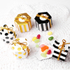 金色黑色条纹圆点，六角盒情人节迷你巧克力，包装纸盒糖果盒