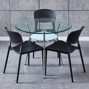 钢化玻璃餐桌家用玻璃圆桌洽谈桌椅组合玻璃，桌会客桌洽谈桌小圆桌