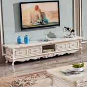 欧式大理石电视柜茶几组合套装，客厅简约白色，实木雕花卧室地柜矮柜