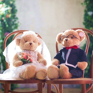 压床娃娃一对结婚新婚礼物，高档大号毛绒玩具，公仔情侣泰迪熊