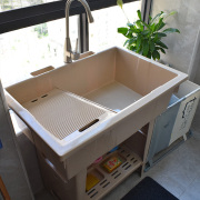 塑料洗衣池带搓板阳台家用洗衣台洗手盆水池，柜洗衣单槽加厚可移动