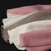 柔糯拼色山羊绒围巾女秋冬季针织保暖两用披肩冬季韩版时尚粉红色