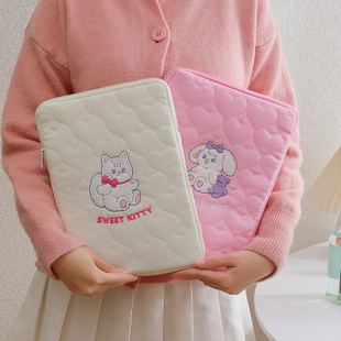 少女韩版绗缝卡通猫咪平板电脑包11寸ipad收纳包学生平板内胆包