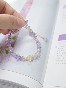 紫罗兰水晶串珠手链，原创设计甜美气质，闪亮锆石小众手链