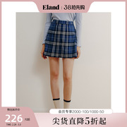 eland衣恋半身裙学院，风格纹短裙百褶裙秋季a字裙子女夏季