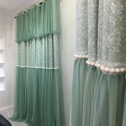 公主帘蕾丝雪纺布纱一体设计感遮光窗帘卧室，美式轻成品定制