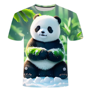 2023夏季 3D印花短袖 可爱大熊猫个性图案 男女款圆领T恤衫