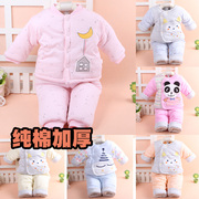 婴儿加厚棉衣 宝宝冬装棉衣套装0-1-2-3-4-5-6个月0-1岁宝宝棉衣