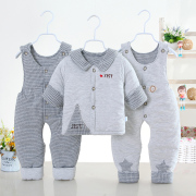 婴儿棉衣三件套宝宝棉袄，套装冬加厚背带裤，3-6-9个月1岁新生儿衣服