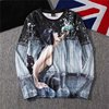 创意3D立体美女图案印花t恤潮个性感恶搞笑上衣服秋季装男士长袖