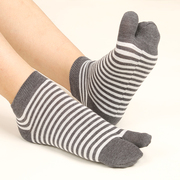 女分趾袜条纹短筒二指袜春秋薄棉低帮透气两趾袜子吸湿排汗二趾袜