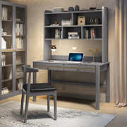 实木书桌书架组合一体新中式电脑桌轻奢办公桌学生书房学习写字桌
