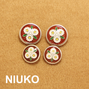 niuko服饰辅料精致服装设计小菊花，纽扣子红色大衣，钮扣子优雅女装
