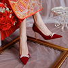 婚鞋秀禾新娘鞋2024年水钻红色单鞋女中式细跟高跟鞋两穿女鞋