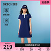 Skechers斯凯奇2024夏季女子针织polp连衣裙经典撞色收腰短裙