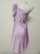 嘉莉诗仙紫色丝滑雪纺蕾丝刺绣，斜肩不规则，裙摆吊带裙甜美性感睡裙