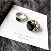日韩几何设计双层链条滴油方块戒指潮人个性复古食指指环开口戒指