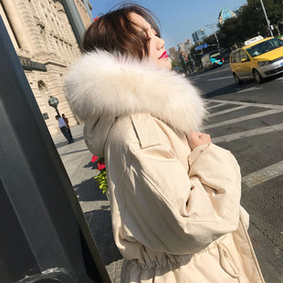 东大门羽绒服女2018韩版潮冬季时尚短款小个子连帽大毛领外套
