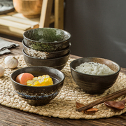 日式复古创意家用陶瓷，餐具4.5英寸米饭碗面，碗吃饭碗高脚碗汤碗
