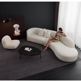 北欧轻奢小户型客厅极简现代科技，布沙发(布沙发，)意式布艺转角异形组合沙发
